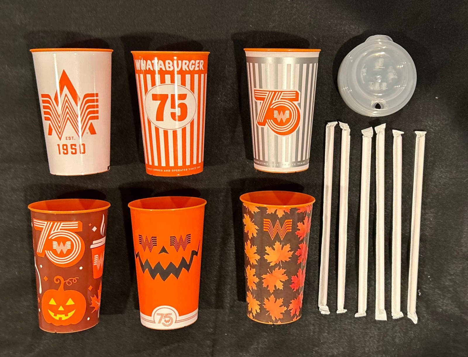 WHATABURGER 75th Anniversary Limited Ed 32 oz Collector Cups Set 6 Commemorative