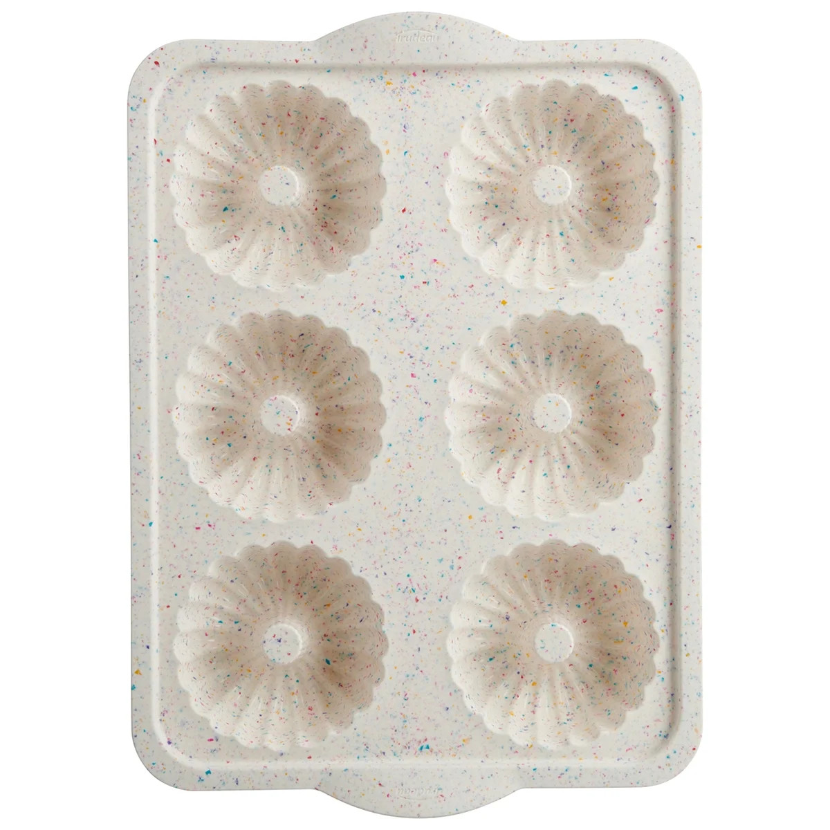 Trudeau Crave 6-Cavity Confetti Silicone Mini Fluted Cake Pan, Dishwasher Safe