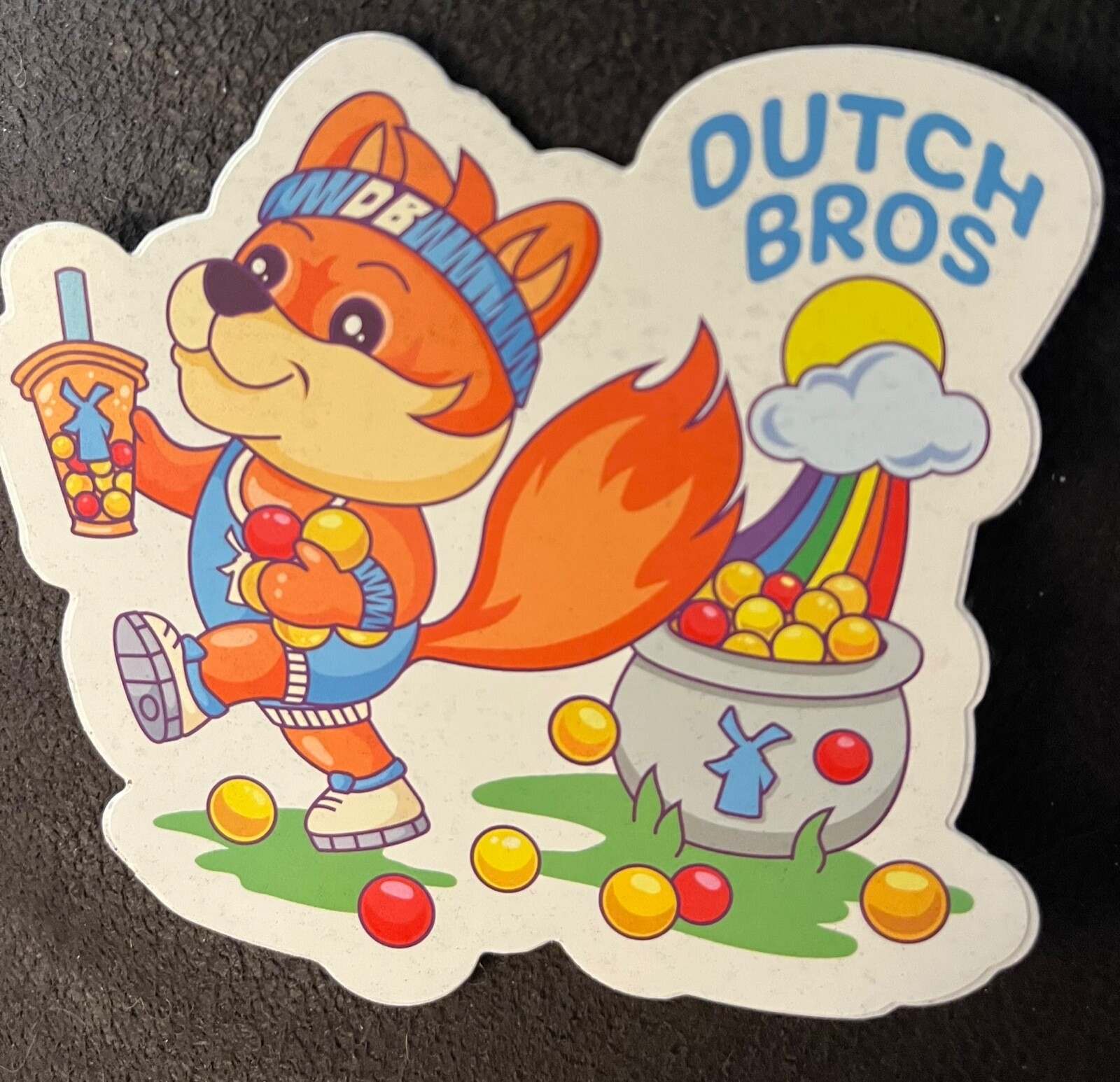 Dutch Bros Sticker March 2024 Squirrel Easter Rainbow. FREE SHIPPING