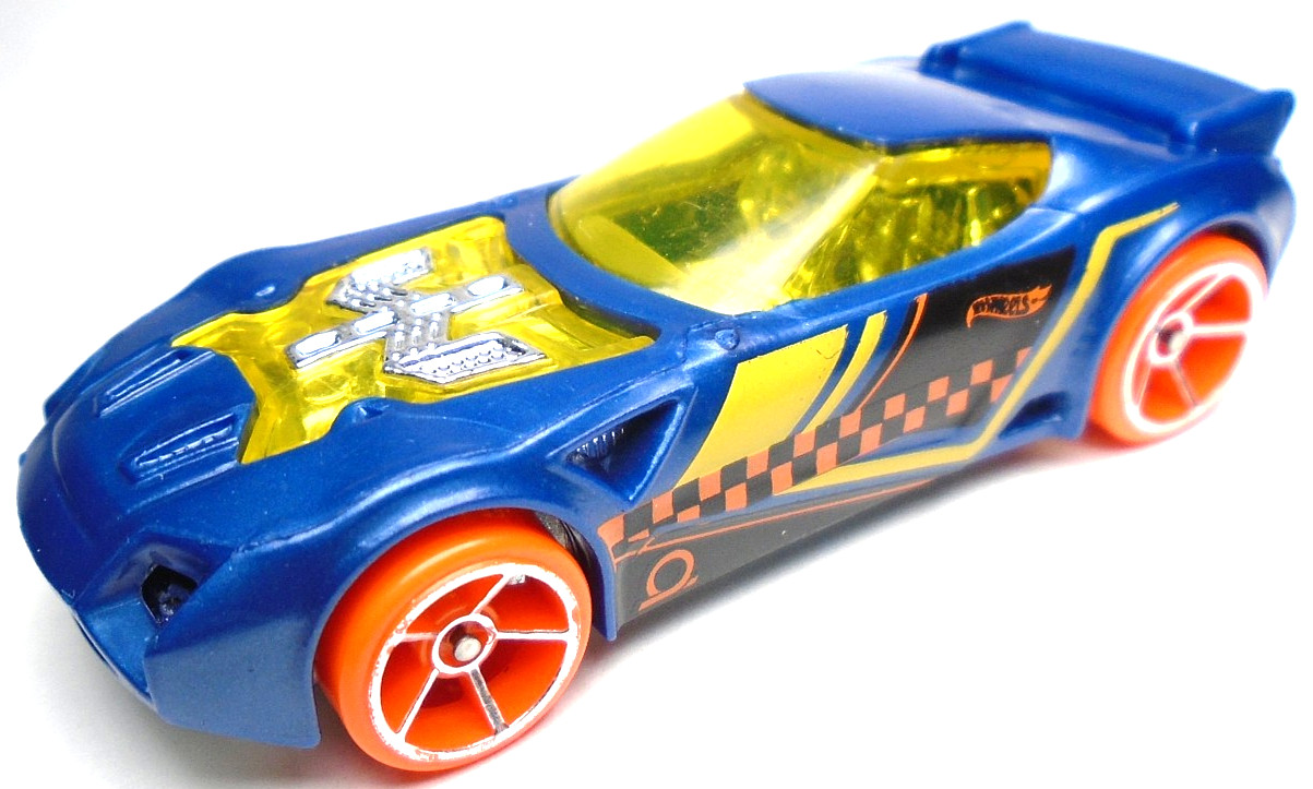 2021 HOT WHEELS NERVE HAMMER BLUE 1:64 DIECAST 2 3/4″ CAR W/ YELLOW ORANGE BLACK