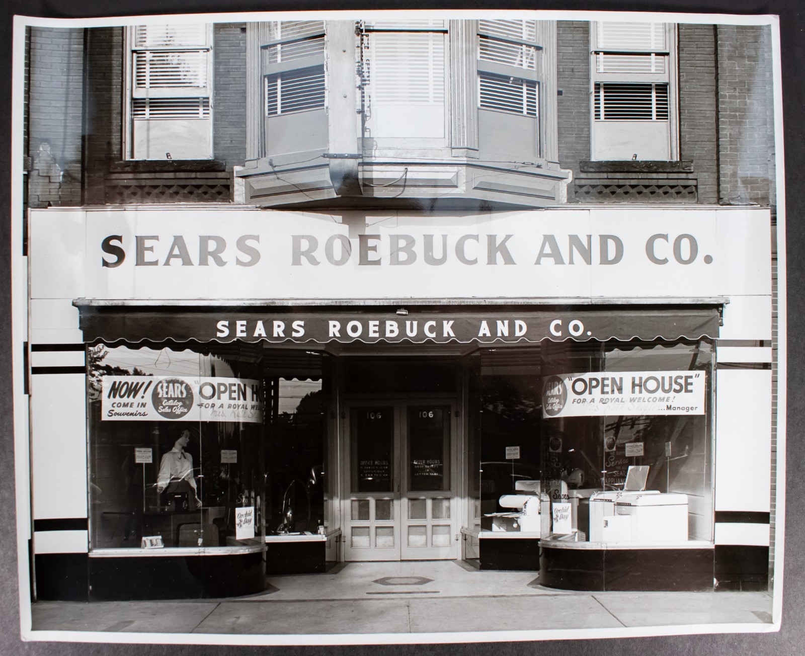 Vintage Sears Roebuck Storefront Photo Sayre, Pennsylvania 1950s 10 x 8