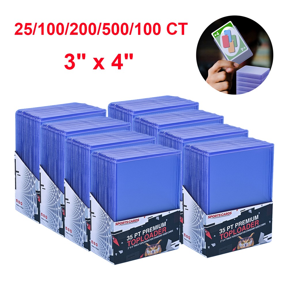 25/100/200/500/1000CT Standard 3″x4″ Toploaders For 35pt Trading Sports Cards