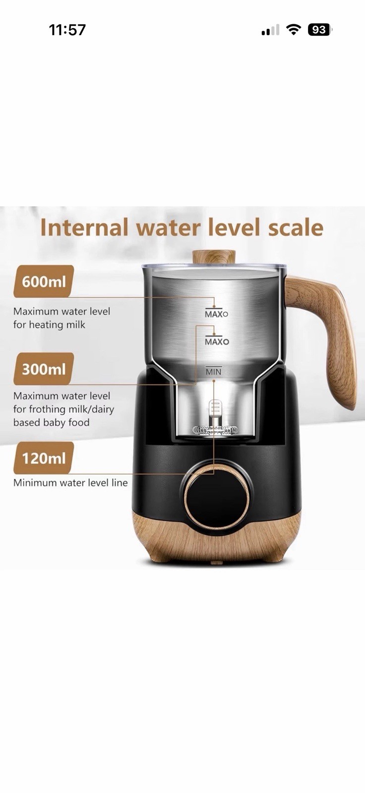 AMZCHEF 8-IN-1 Milk Frother and Steamer 550 Watts, 21 oz Split Stainless Stee…
