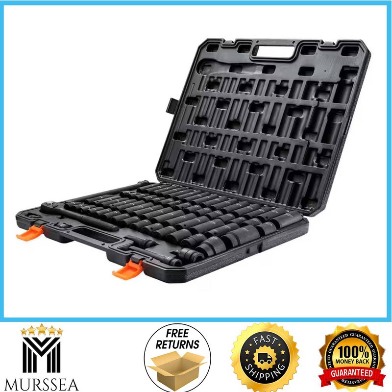 1/2 In. Drive Impact Socket Set,65 Piece Socket Set SAE 3/8 In. to 1-1/4 In. and