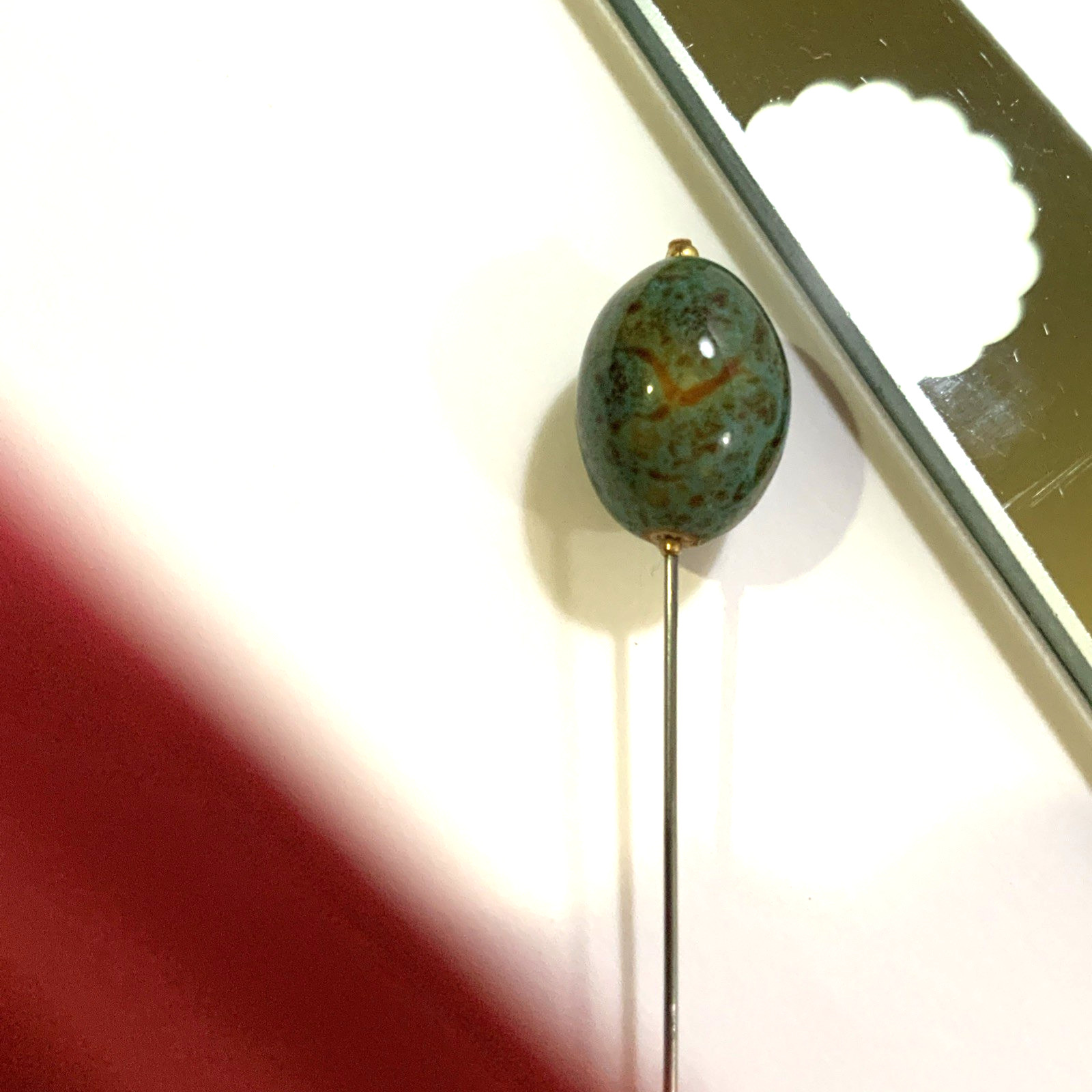 Vintage Hat Pin Glass Bead Handmade 7 1/8 Inch