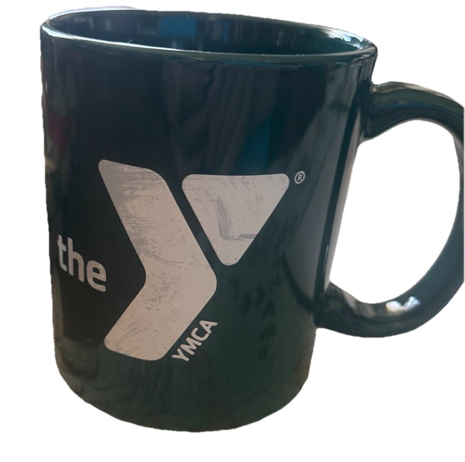YMCA Green White Black Ceramic Camp Mug Cup Chunky Unique Color Y Logo Coffee