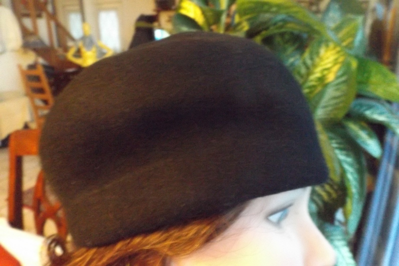 VTG 100% wool felt NEW WOMEN DRESS HAT SZ 21 black Beret SAM BONK UNIFORM