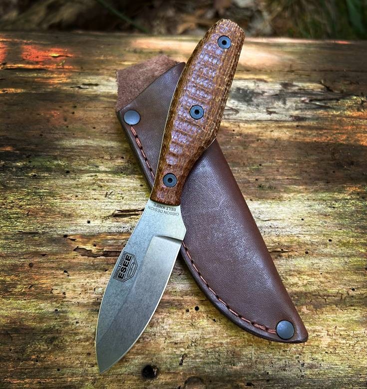 ESEE KNIVES GIBSON DESIGN NATURAL BURLAP MAGNACUT CANADIAN BELT KNIFE ESEEEBKM
