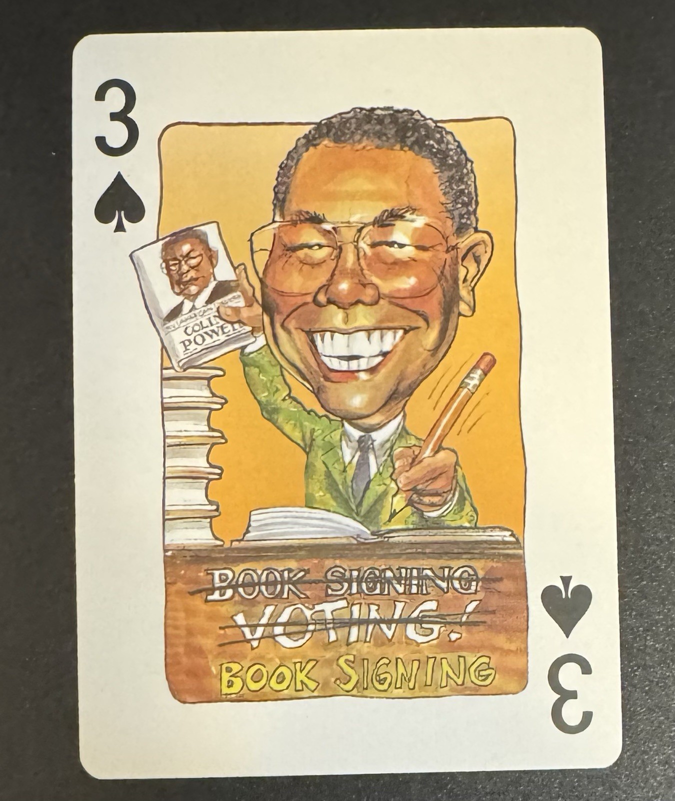 Colin Powell 1996 Politicards Book Signing Three Spades