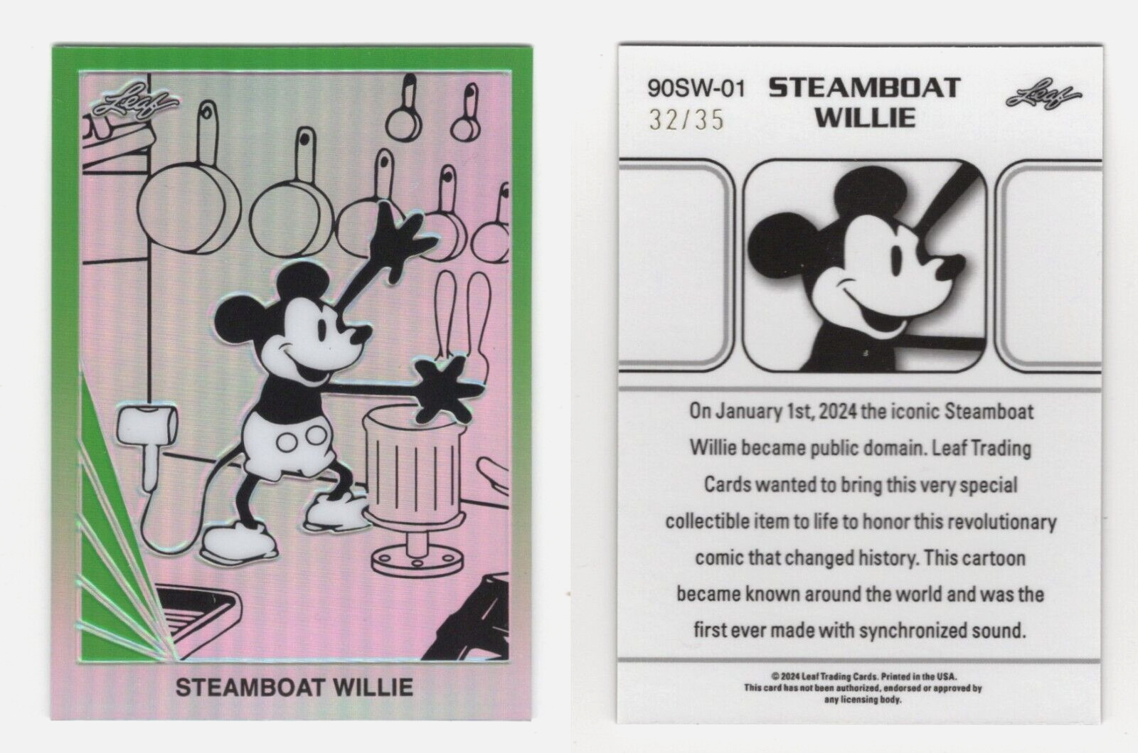 STEAMBOAT WILLIE 2024 LEAF METAL GREEN REFRACTOR 90SW-01 #32/35
