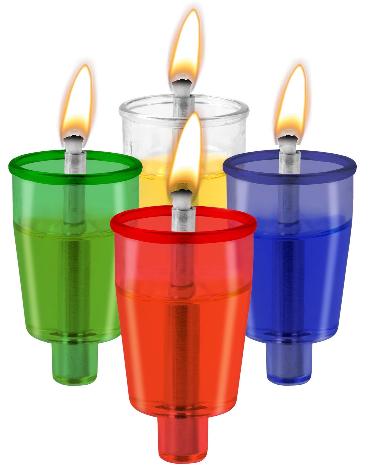 44 PCS Medium Pre-Filled Colored Menorah Olive Oil Cup Candles 1/2 Hrs Burn