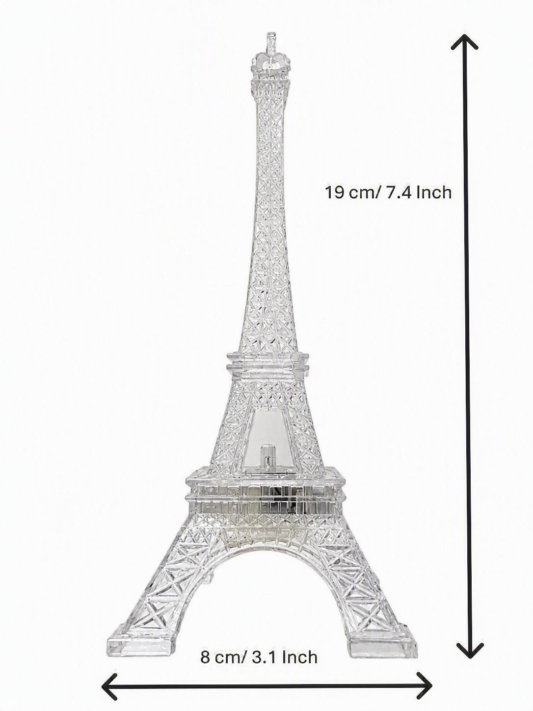 Clear Acrylic Light Up Eiffel Tower Figurine Paris Souvenir Decorative LED