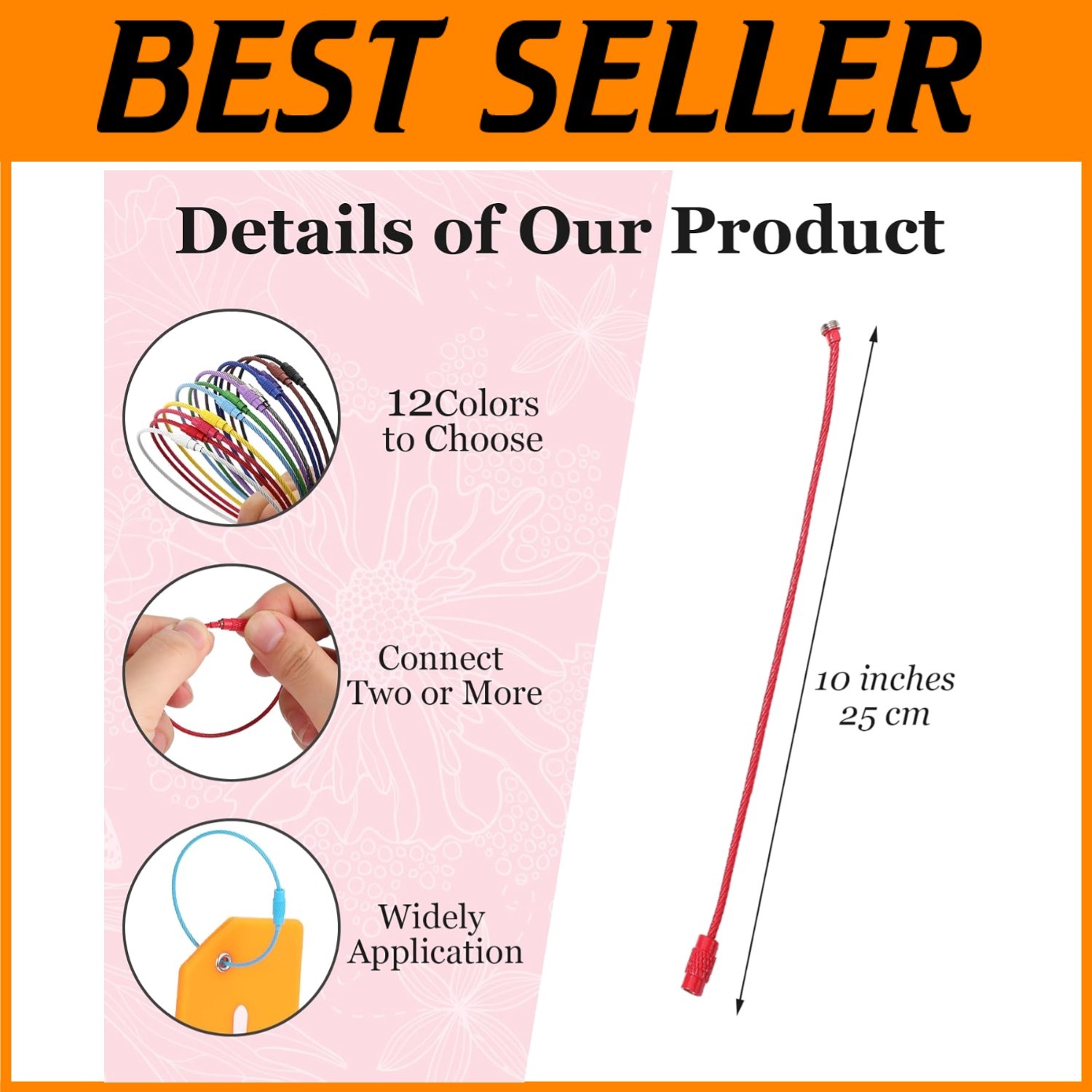 120 Pack Colorful Wire Keychain Cables