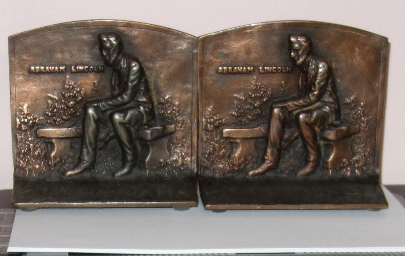 Set of 2 Antique Solid Bronze President Abraham Lincoln Bookends – Doorstops