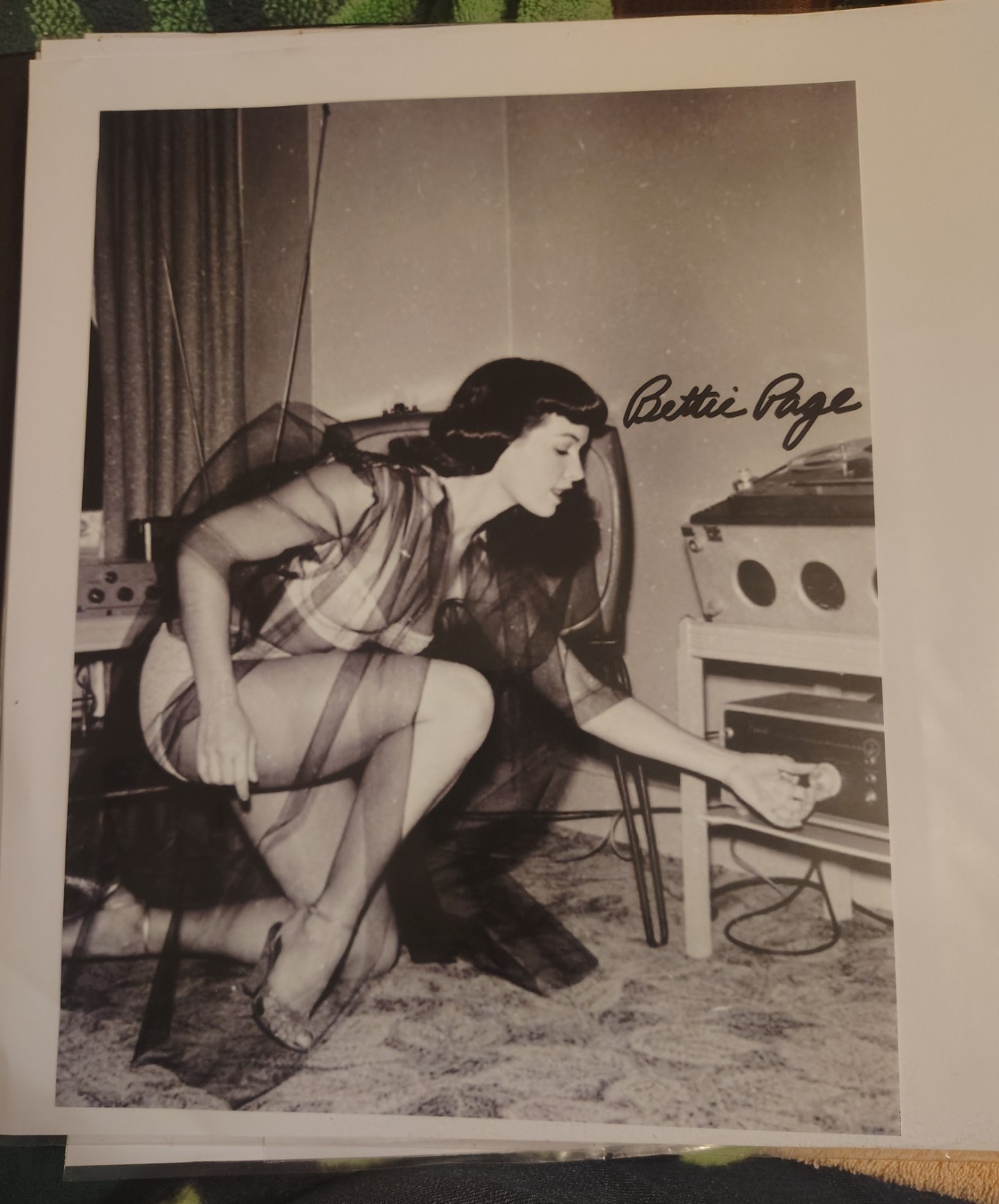 Bettie Page signed Black & White original photo print