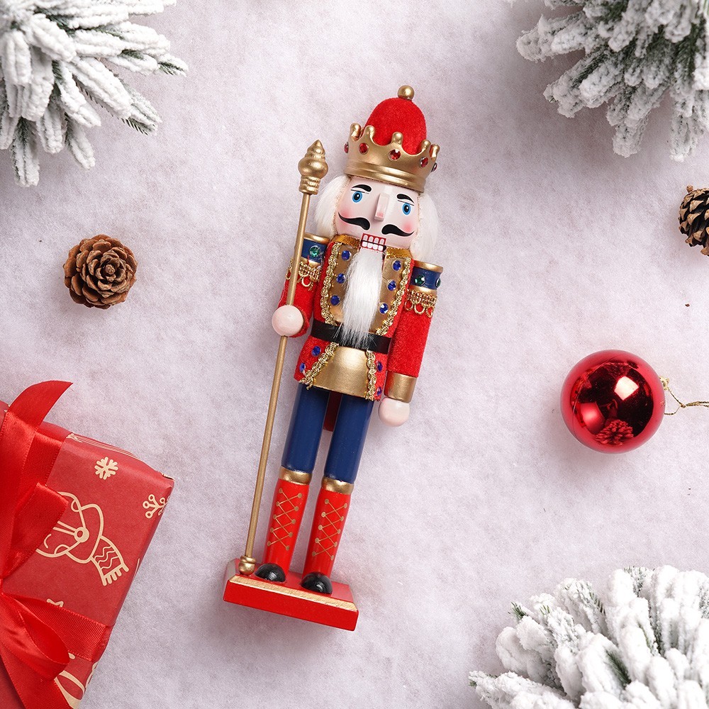 12in Wooden Nutcracker Soldier Christmas Decoration Vintage Decor Gift Red King