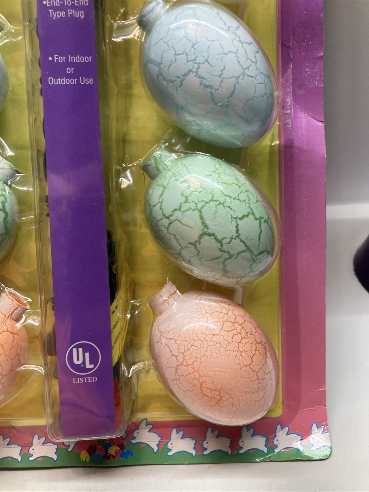 EASTER EGG String Lights – 2 Sets Crackle Blow Mold Pastel Cracked Eggs NOS