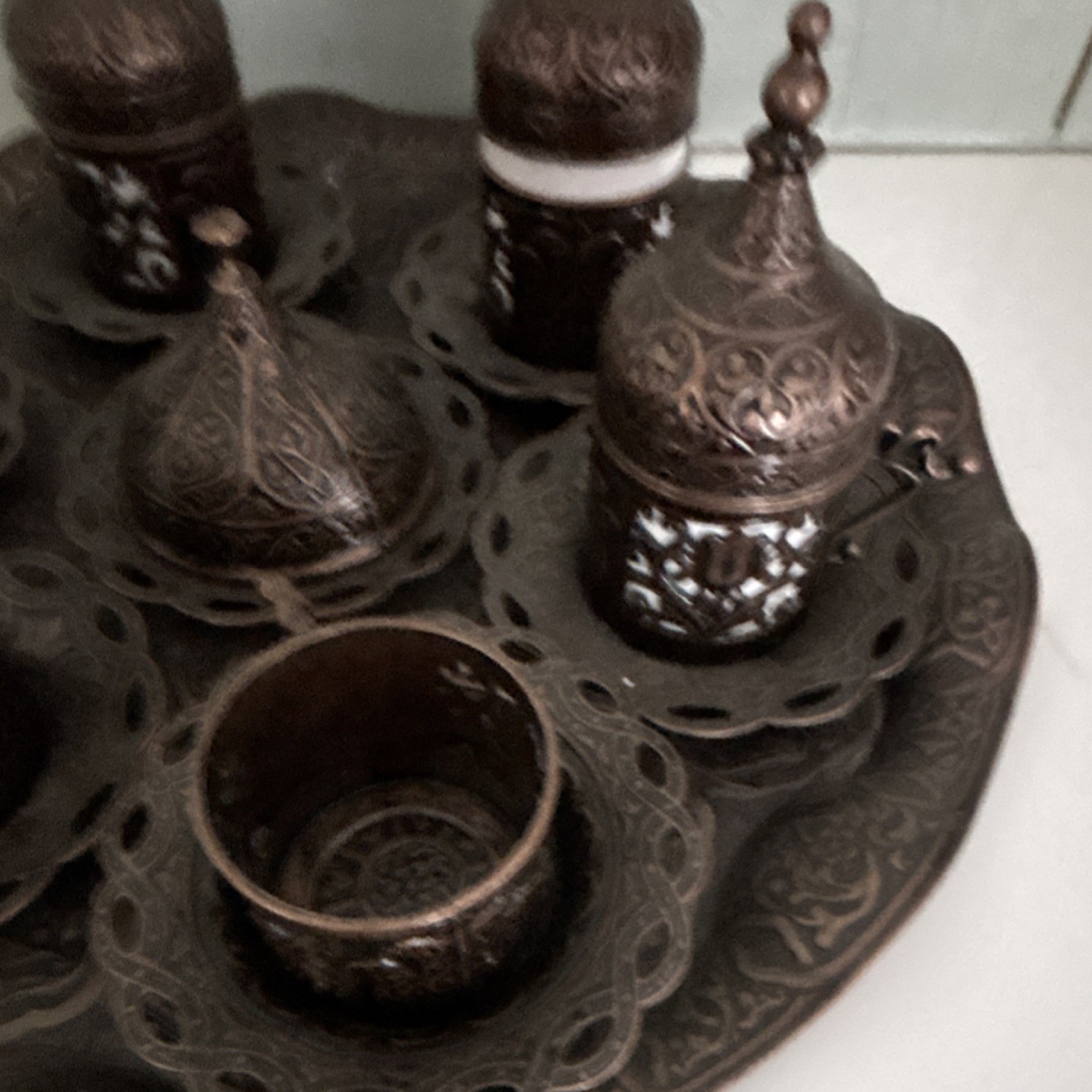 Turkish Middle Eastern Coffee Cup Set with Tray