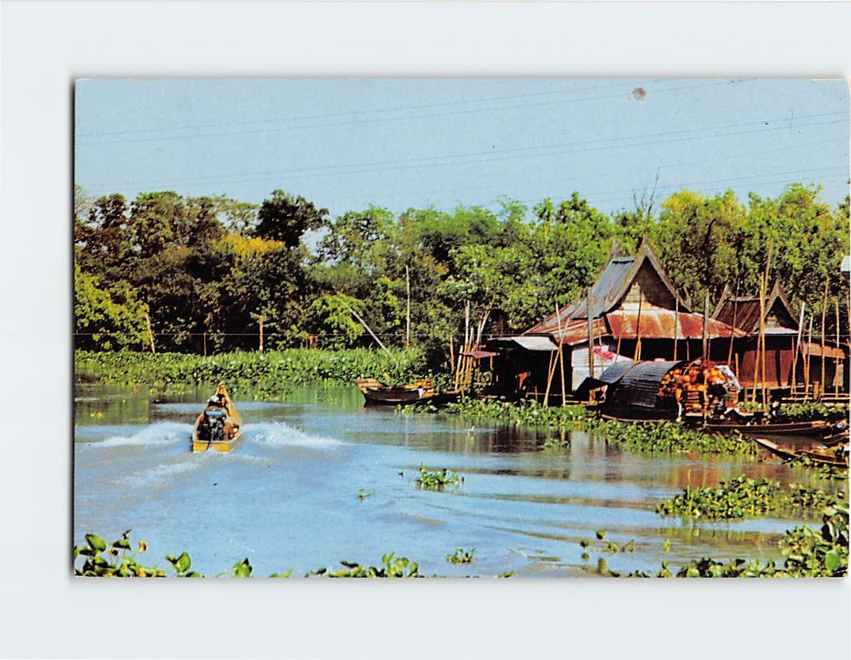 Postcard Floating Shop House At Ayutthaya Thailand