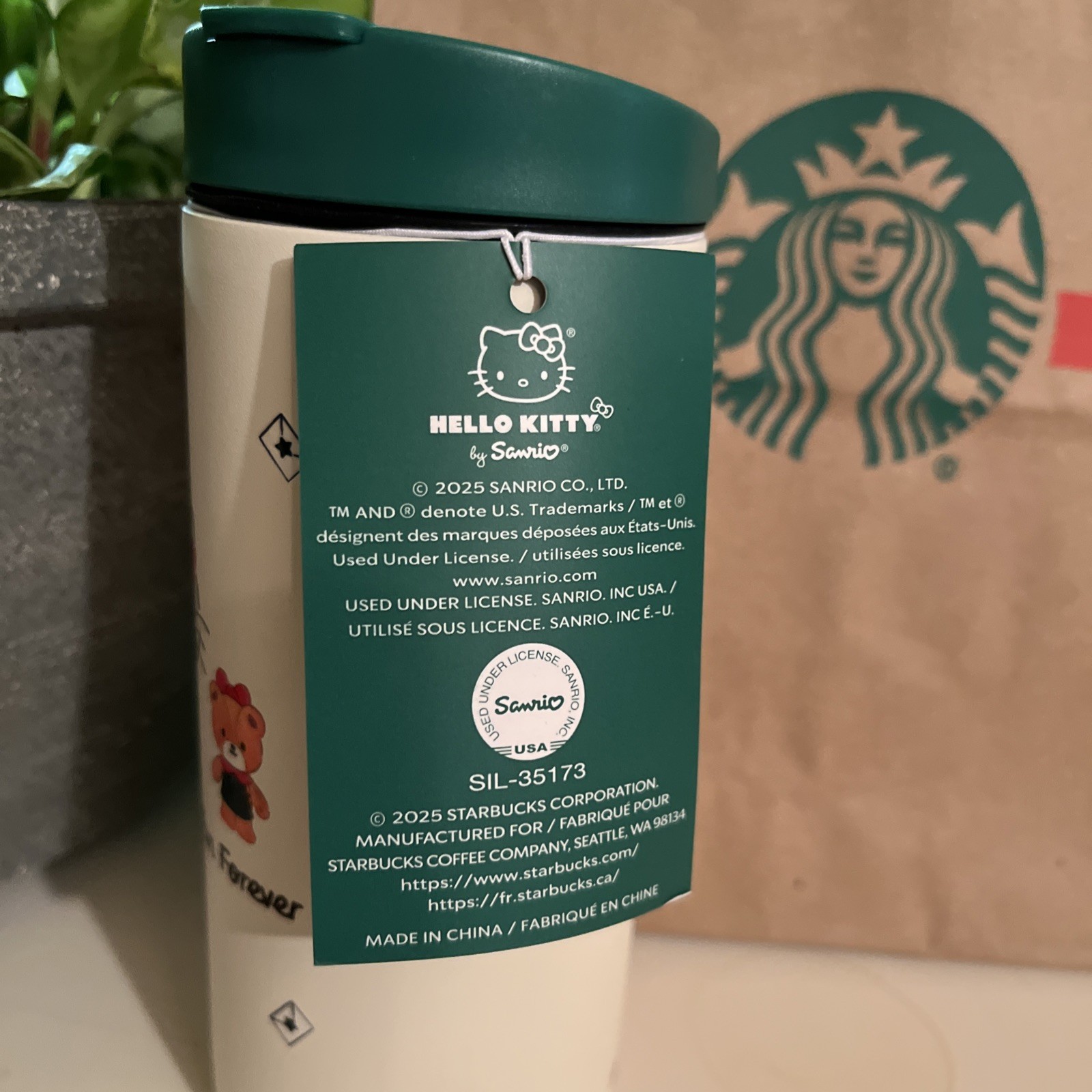 STARBUCKS HELLO KITTY STAINLESS STEEL TUMBLER 12 FL. OZ. 2025 NEW
