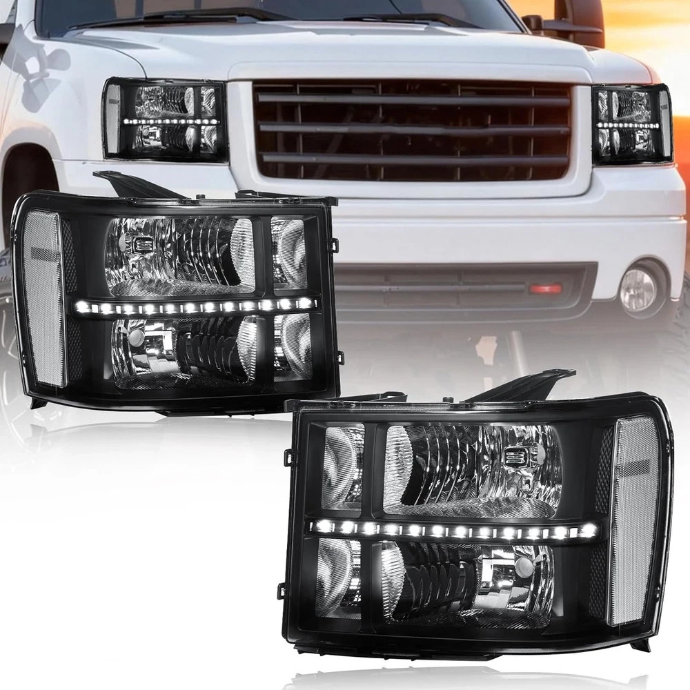 LED Headlights for 2007-2013 GMC Sierra 1500 2500HD 3500HD Front Lights Replace