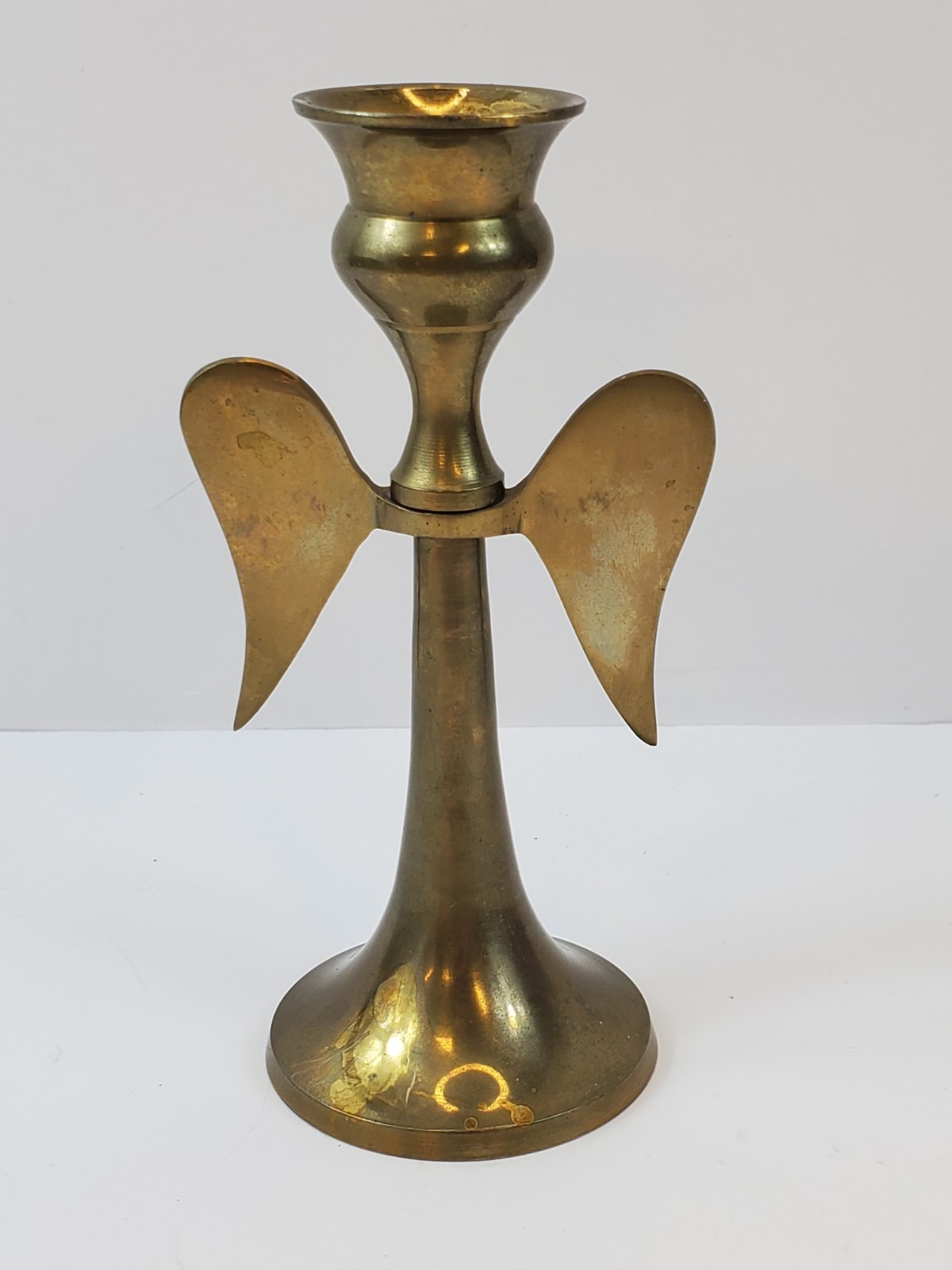 Mid-Century Modern Brass Angel Candle Holders Removable Wings Mad In India
