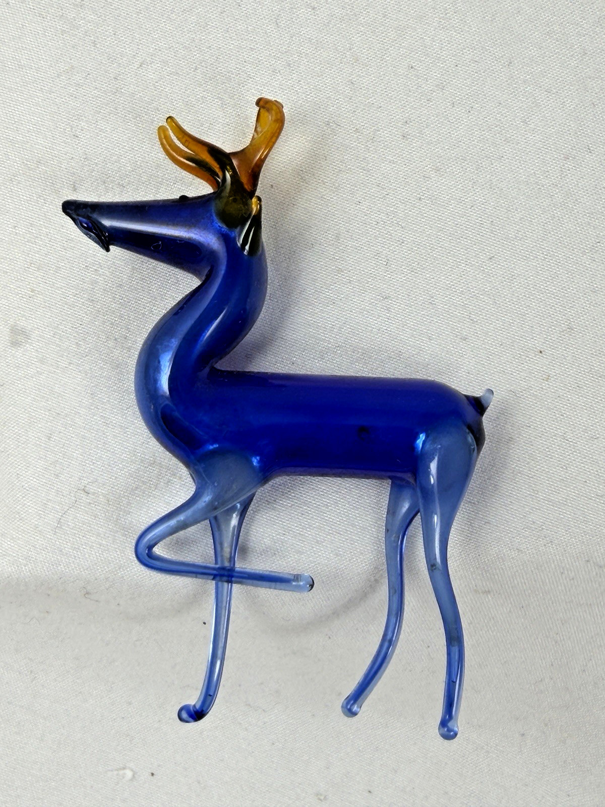 Bimini Art Glass Christmas Ornament Reindeer Germany For Feather Tree Mint