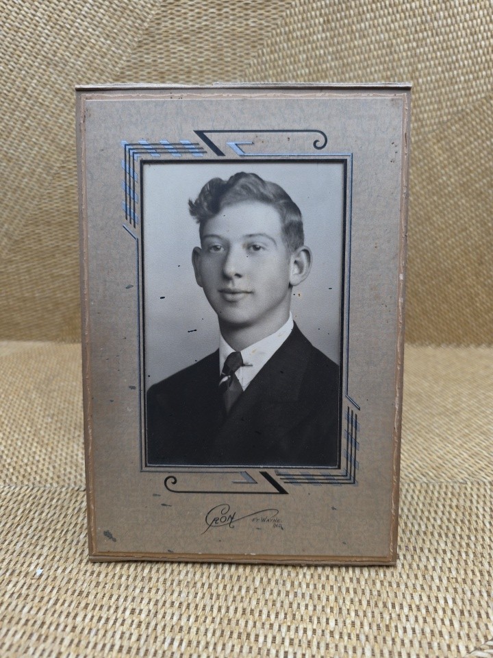 Vintage 1920s Portrait Young Man Cron Studio Fort Wayne IN Art Deco Frame