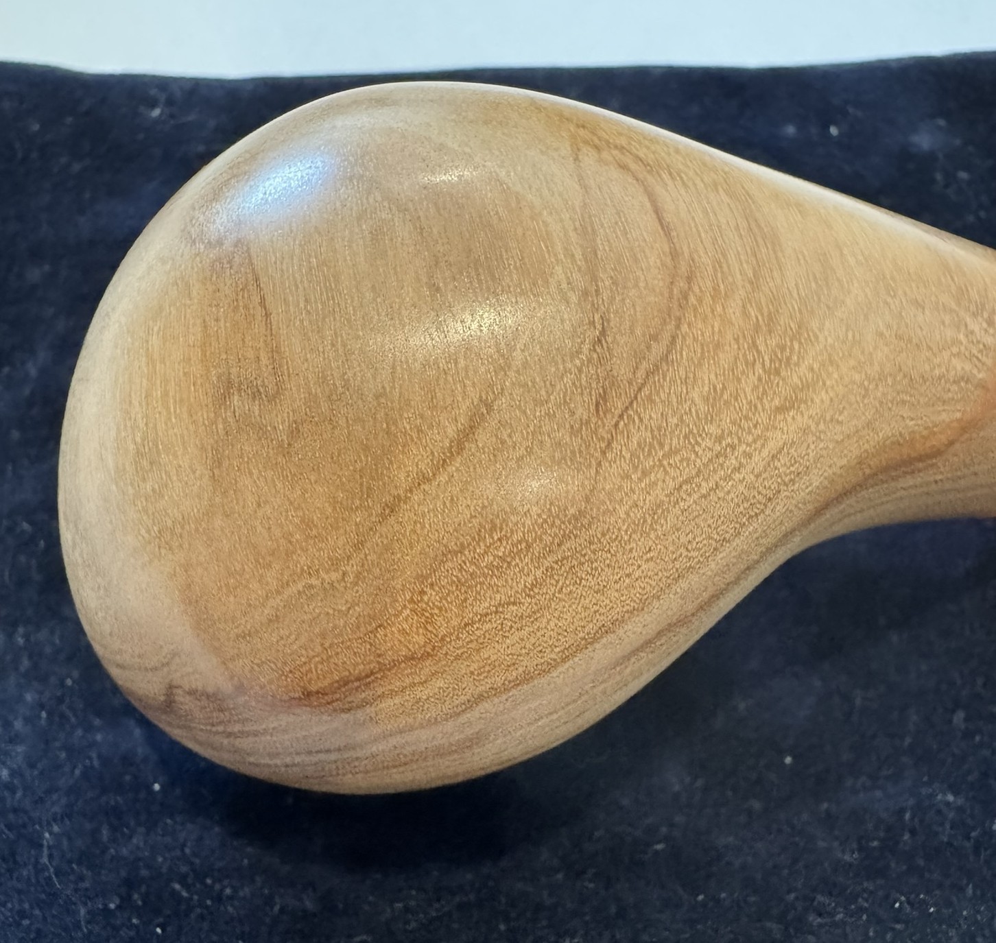 Moretti Bent Freehand Olive Wood Estate Pipe Orange Stem Italy Handmade Pouch