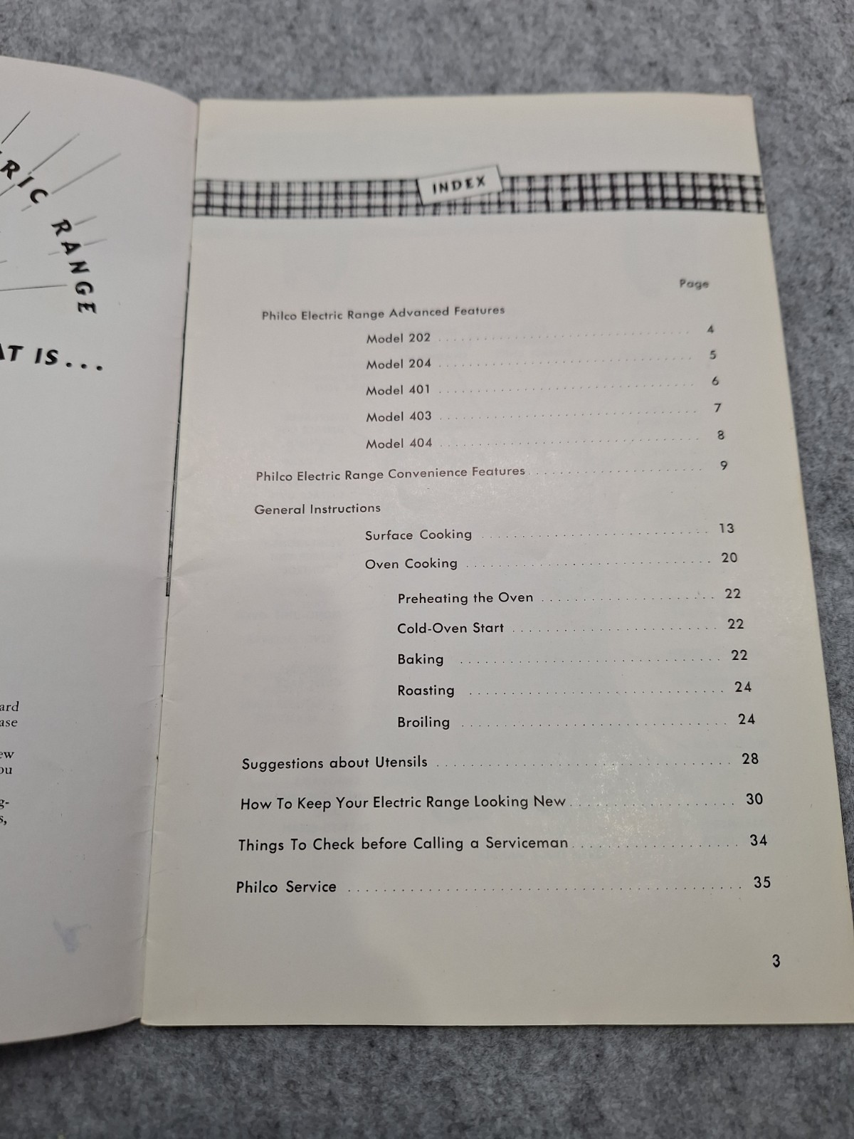 Philco Electric Range Manual