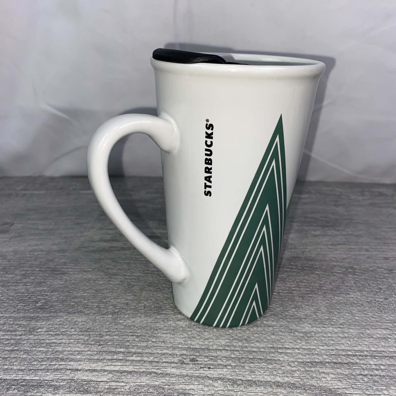 Starbucks Triangle Tree Ceramic Travel Mug 14oz w/ Lid Colorful Coffee Cup