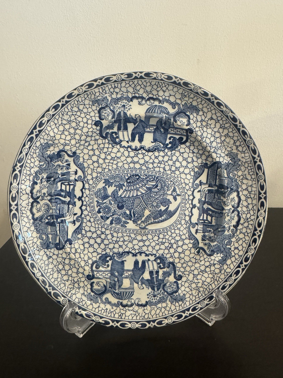 Vintage/Antique Williams Adams Chinese Traditional English Bird Plate Blue&White
