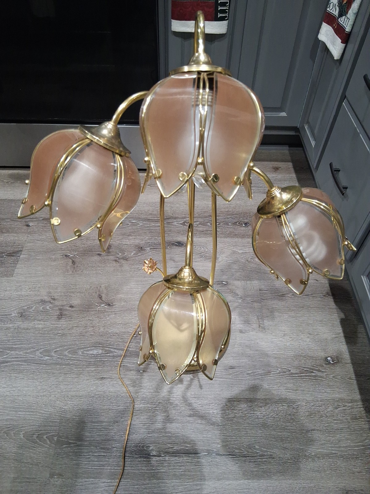 Hollywood Regency Lotus Lamp Pink