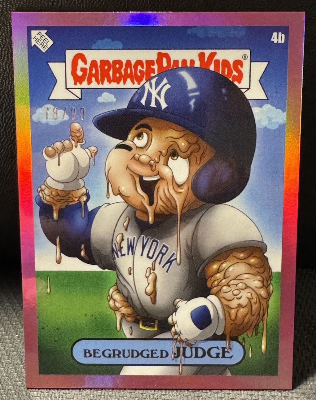 2022 Garbage Pail Kids GPK x MLB Pink Foil Aaron Judge 4b /99 Begrudged Judge