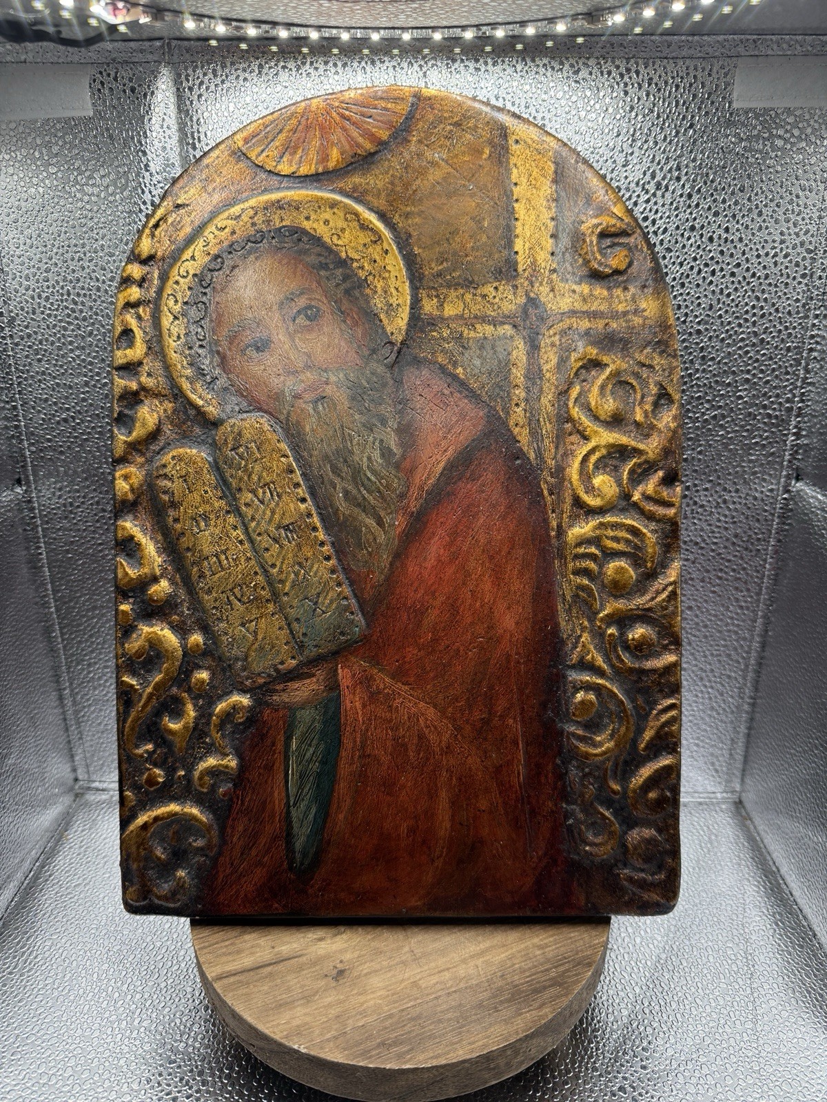 Vintage Orthodox Hand Painted Wood Icon of Jesus Christ 9.5in X 13.5in