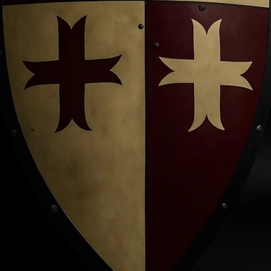 Templar Crusader Shield Hand-Painted Medieval Knight 3 Sizes LARP Wall Decor
