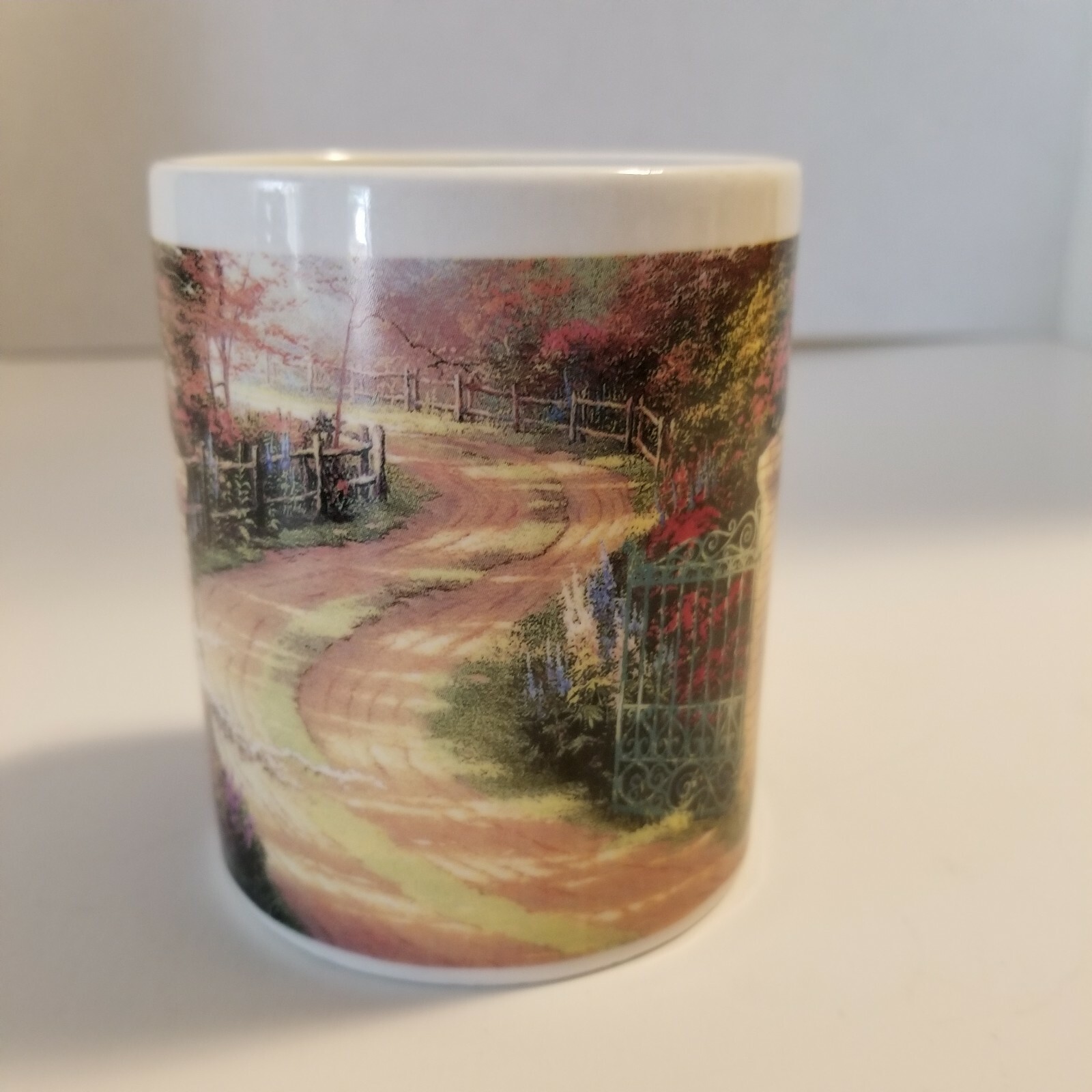 Thomas Kinkade Porcelain Mug 10oz Spring Gate 1996 Vibrant Colors Designpac Inc.