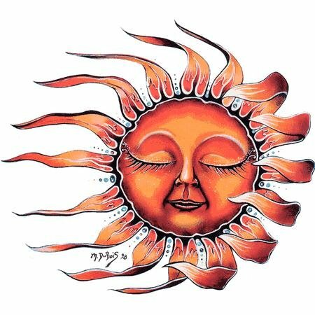 Sleeping Sun – Weather Resistant, Extra Long Lasting – STICKER DECAL – 6″ x 5.5″