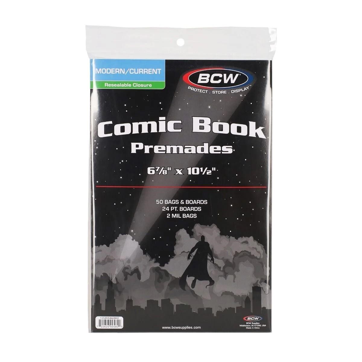 Current Comic Premade Bags + Backer Boards 50 RESEALABLE Acid Free Book Storage