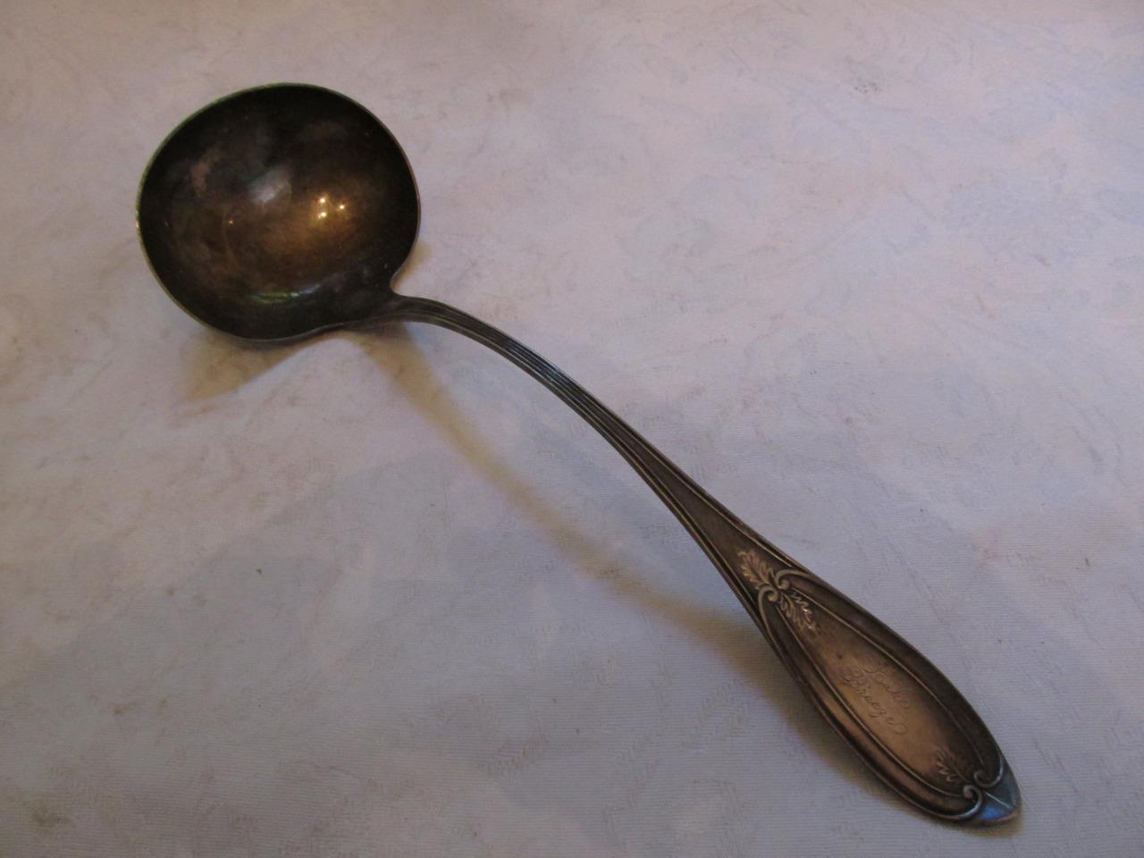 Antique Large Silverplate Ladle – AW Barlow/Toledo – Farren/Mason Michigan -EXC!