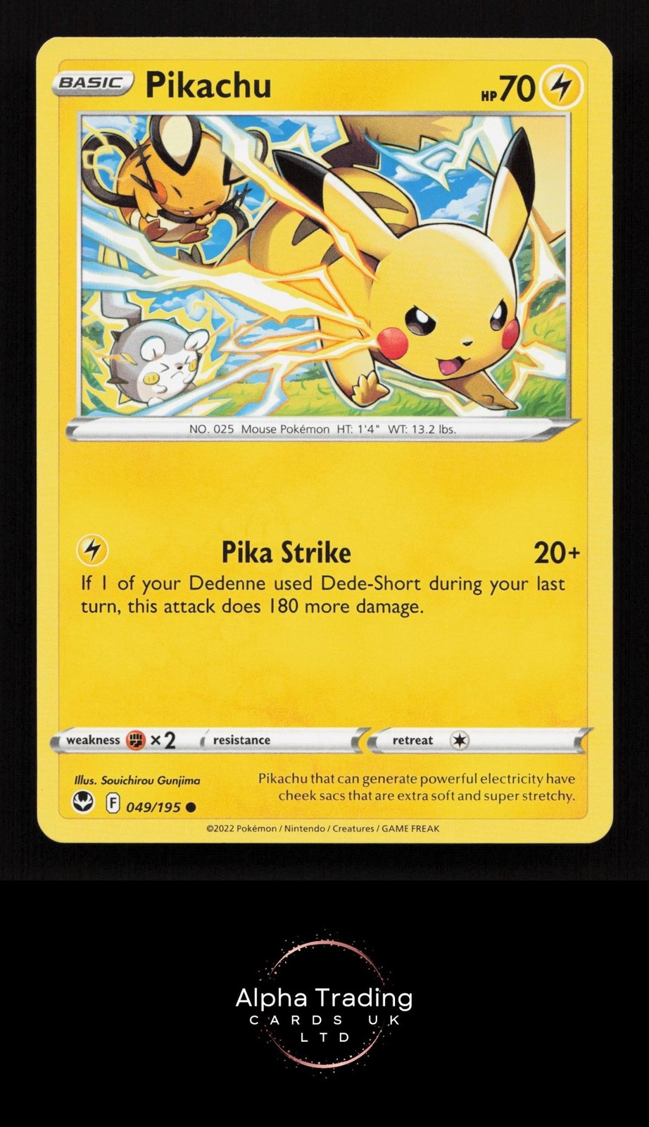 Pikachu 049/195 Common Silver Tempest Pokemon Lightly Played