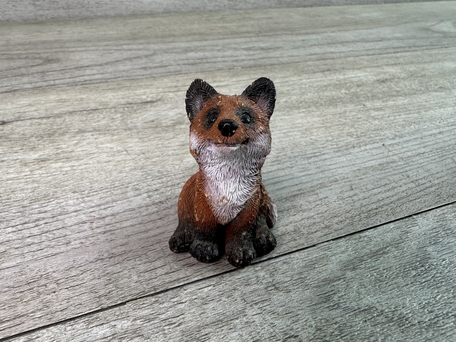 Vintage Fox Figurine Resin Hand-Painted Woodland Animal Decor