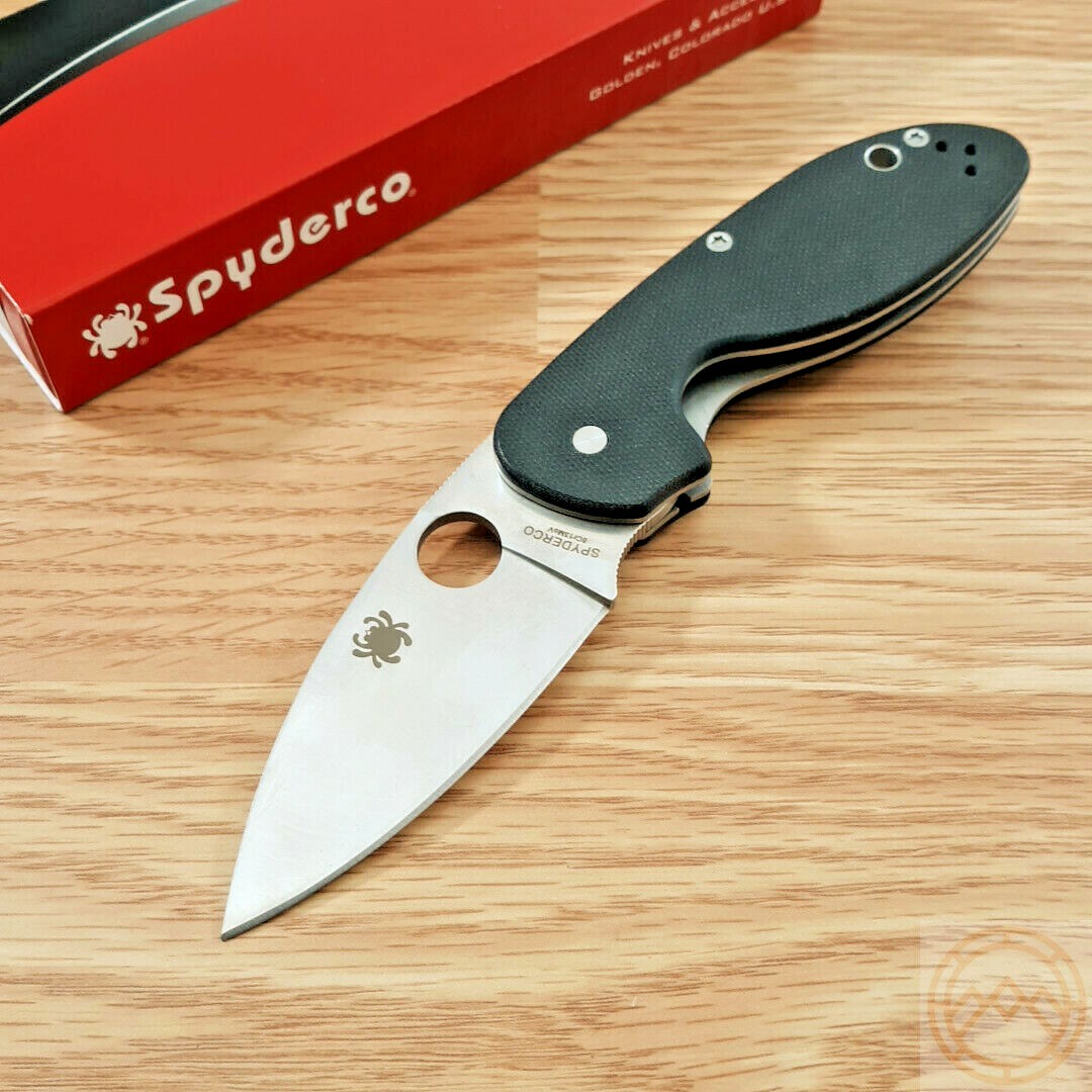 Spyderco Efficient Folding Knife 3″ 8Cr13MoV Steel Drop Blade Black G10 Handle