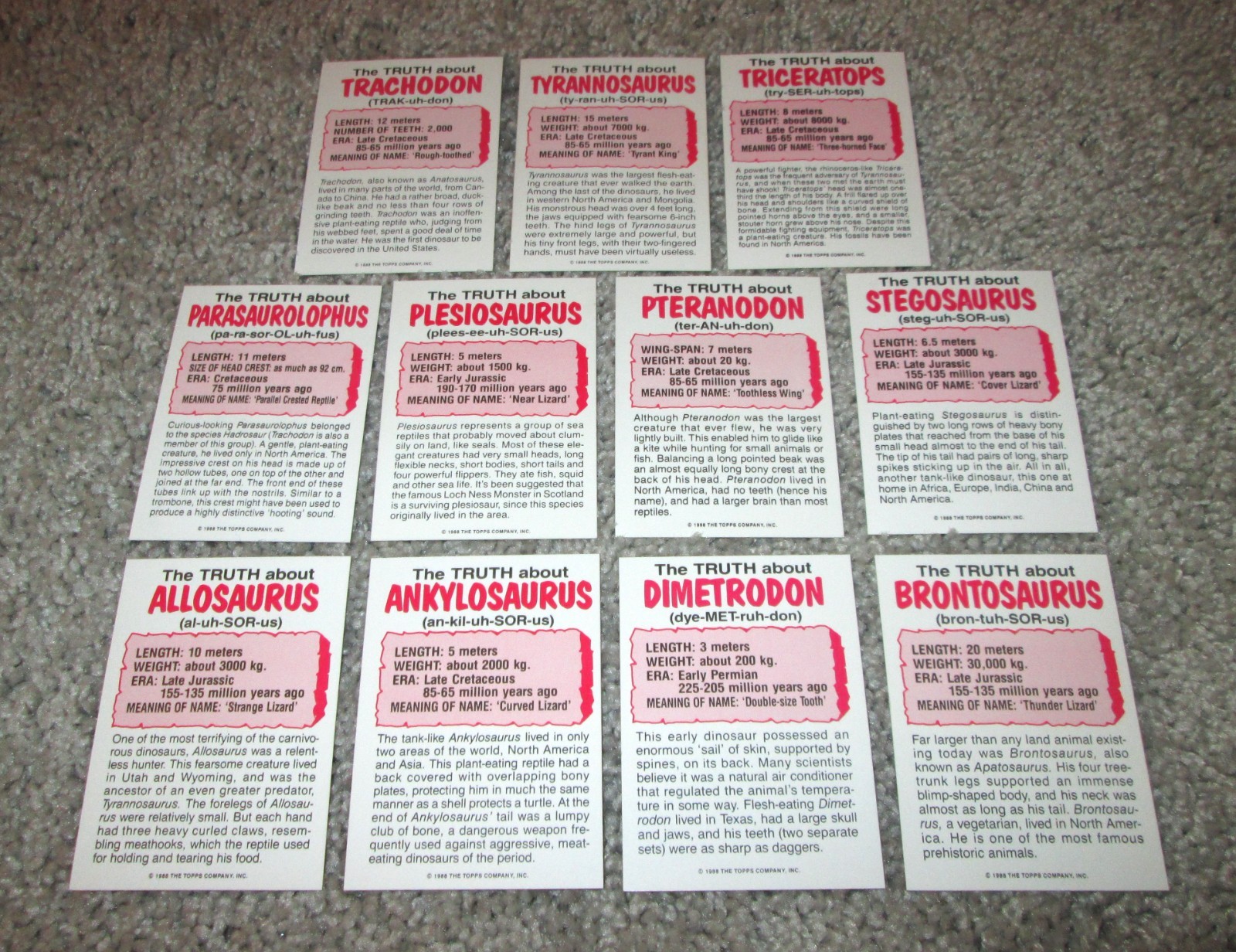 “Dinosaurs Attack!” 1988 Topps Complete Base Set (1-55) Sticker Set (1-11) Nrmt