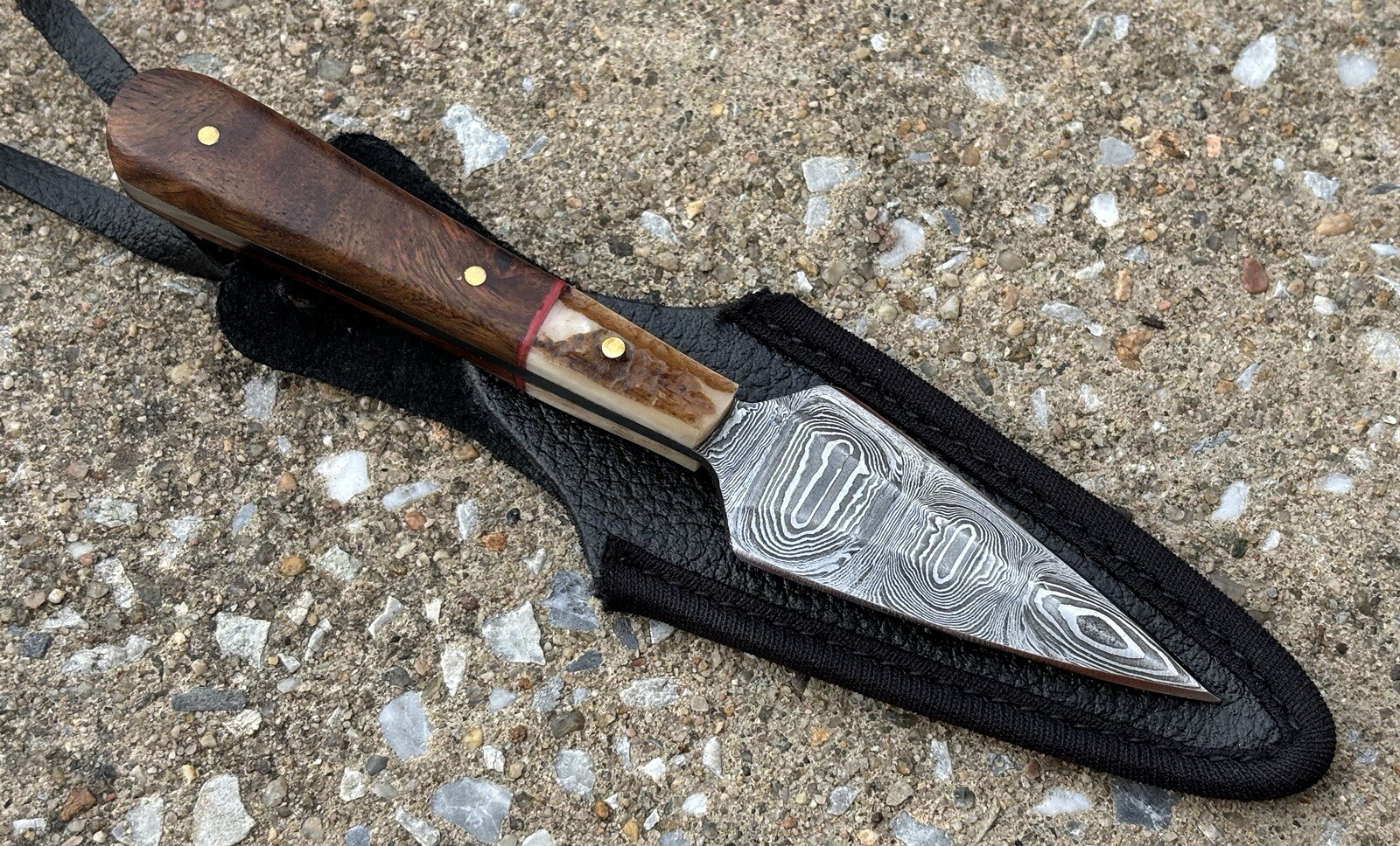 5” Conceal Carry Boot Knife Stealth Damascus Double Edge Slim Spear Tip 2” Blade