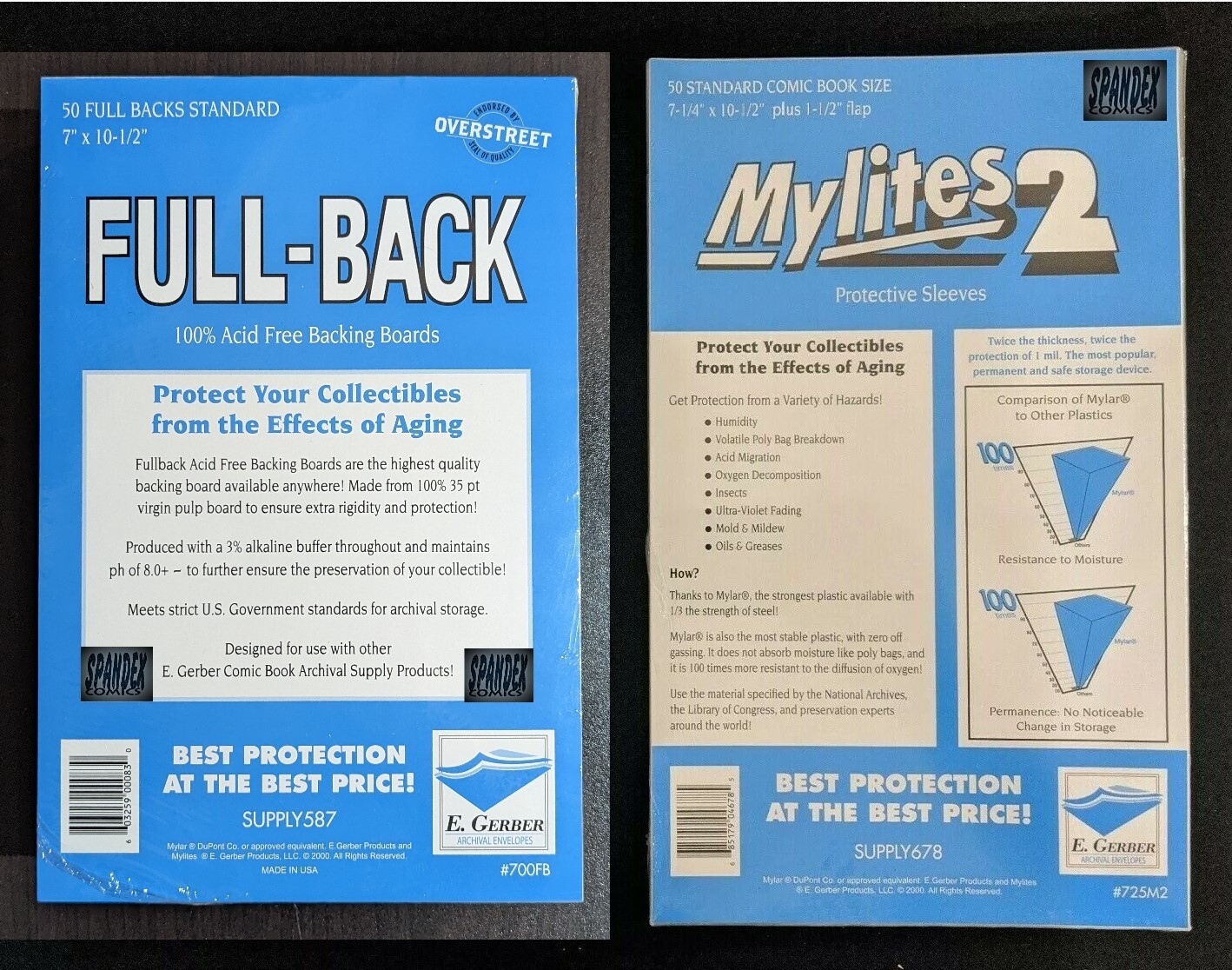 50 – E. Gerber Standard Comic Mylites 2 & 35 PT Full-Backs 725M2 700FB Set of 50