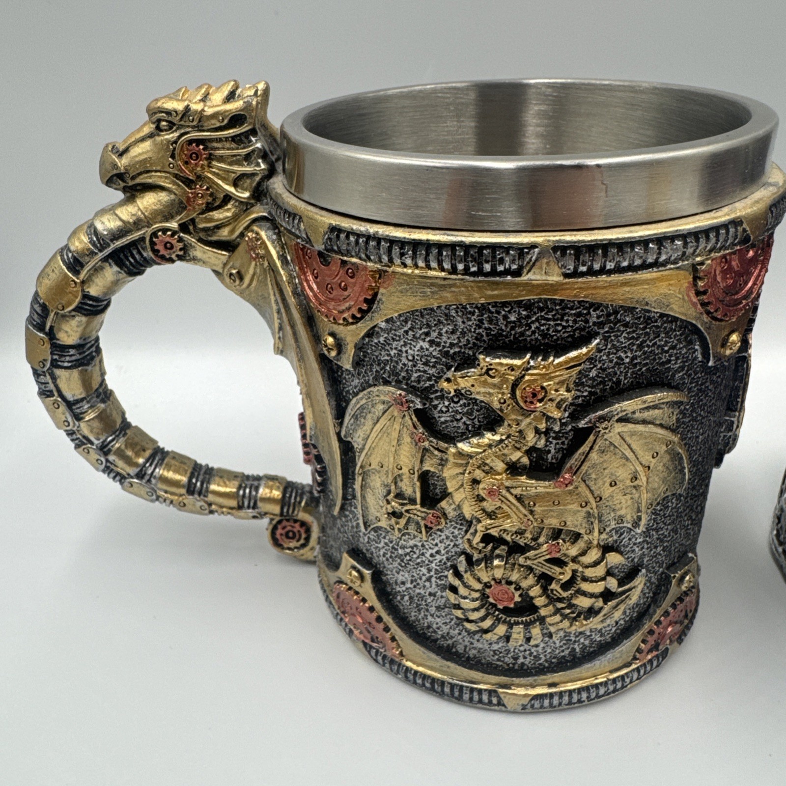 Ebros Conception Blue Fire Purple Dragon & Alikiki Steampunk Beer Stein Tankards