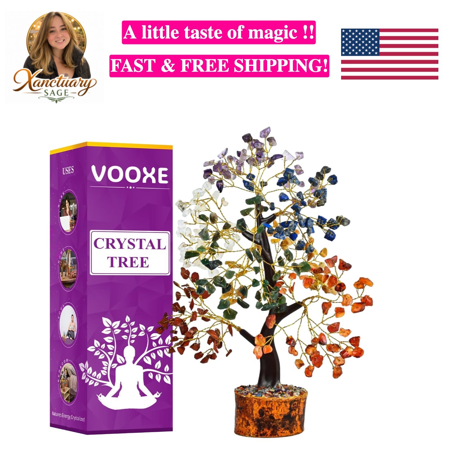 Crystal Tree of Life Seven Chakra, Crystal Healing Stone for Home Office & De…
