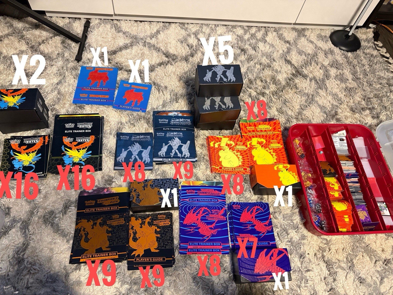 Multiple Pokemon EMPTY ETBS Hidden Fates, Champions Path, Burning Shadows,ect