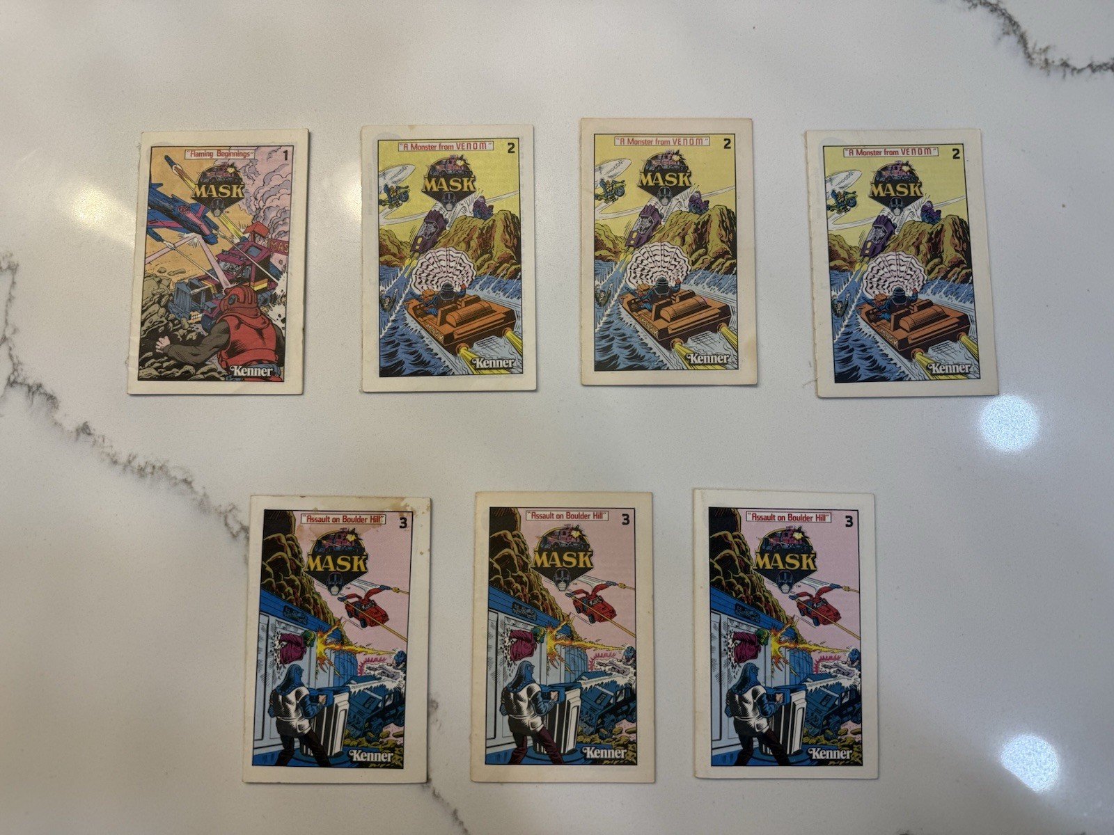 Vintage 1985 Kenner M.A.S.K. Mini Comic Book Lot of 7 #1 #2 #3 MASK Original
